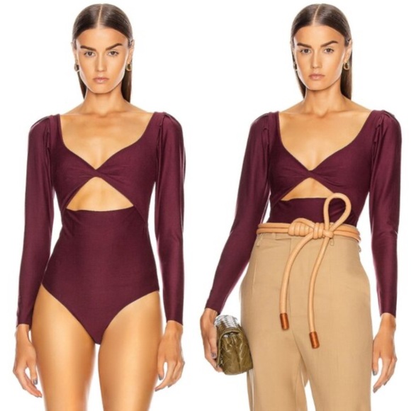 Johanna Ortiz - Plunge Neckline Long Sleeve Bodysuit - Reversible - size 6 - NWT